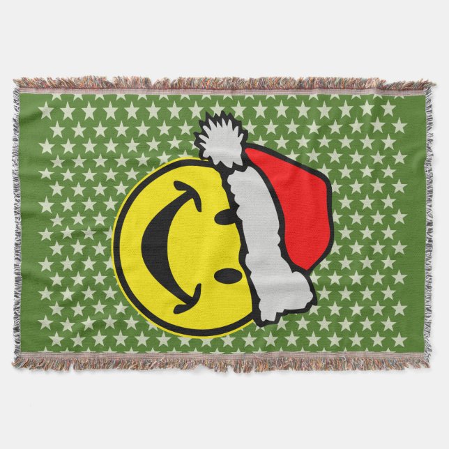 Santa Claus Smiley + your backgr. & ideas Throw Blanket (Front)