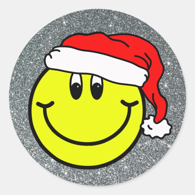 Santa Claus Smiling Face Emoji Round Sticker (Front)