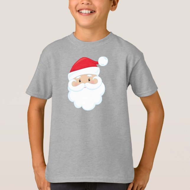 Santa Claus, Smiling Santa, Santa Hat, Christmas T-Shirt (Front)