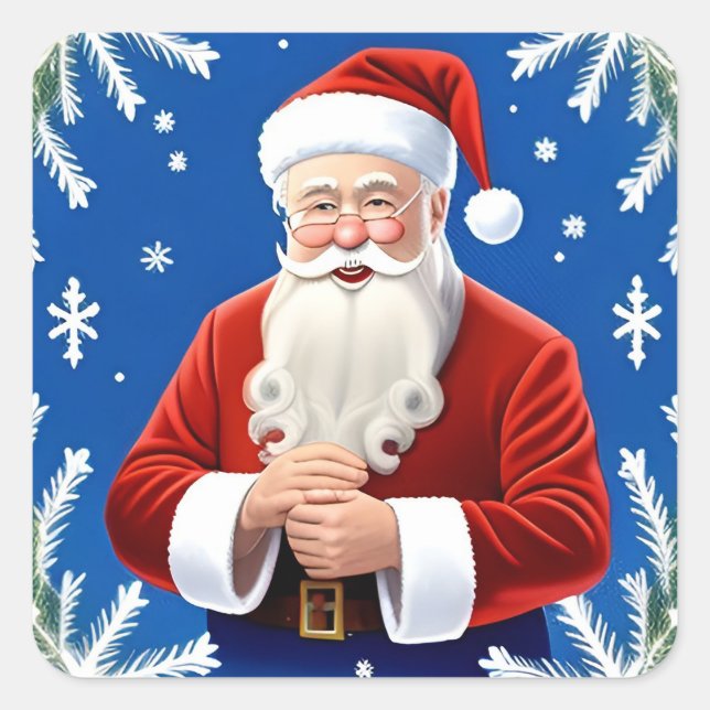 Santa Claus Smiling Square Sticker (Front)