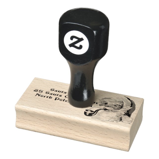 Santa Claus Smoking a Pipe  North Pole Alaska Rubber Stamp (Stamp)