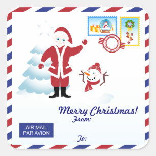 Santa Claus snail mail Square Sticker