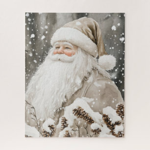 Santa Claus Snow Pine trees Jigsaw Puzzle