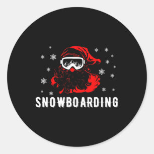 Santa Claus Snowboarding Christmas For Snowboarder Classic Round Sticker