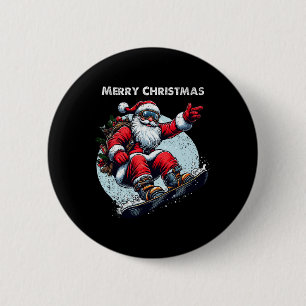 Santa Claus Snowboarding Merry Christmas Winter Ho 6 Cm Round Badge