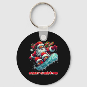 Santa Claus Snowboarding Merry Christmas Winter Ho Key Ring
