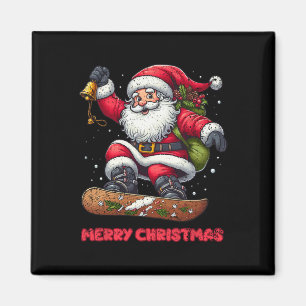 Santa Claus Snowboarding Merry Christmas Winter Ho Magnet