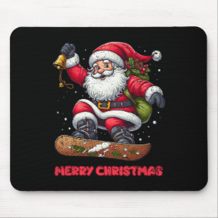 Santa Claus Snowboarding Merry Christmas Winter Ho Mouse Pad