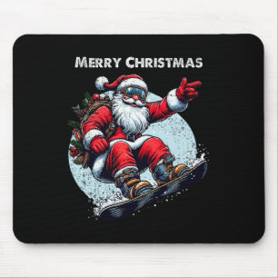 Santa Claus Snowboarding Merry Christmas Winter Ho Mouse Pad