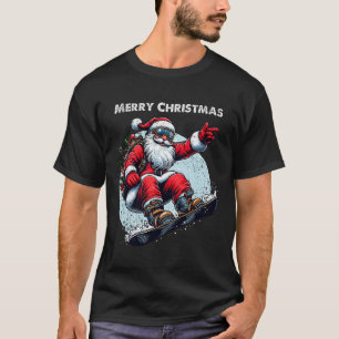 Santa Claus Snowboarding Merry Christmas Winter Ho T-Shirt