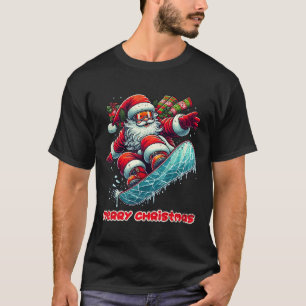 Santa Claus Snowboarding Merry Christmas Winter Ho T-Shirt
