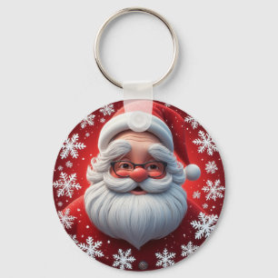 Santa Claus Snowflake Christmas Holiday Gift Key Ring