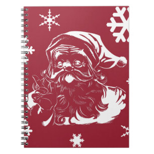 Santa Claus Snowflakes Christmas red Holiday Notebook