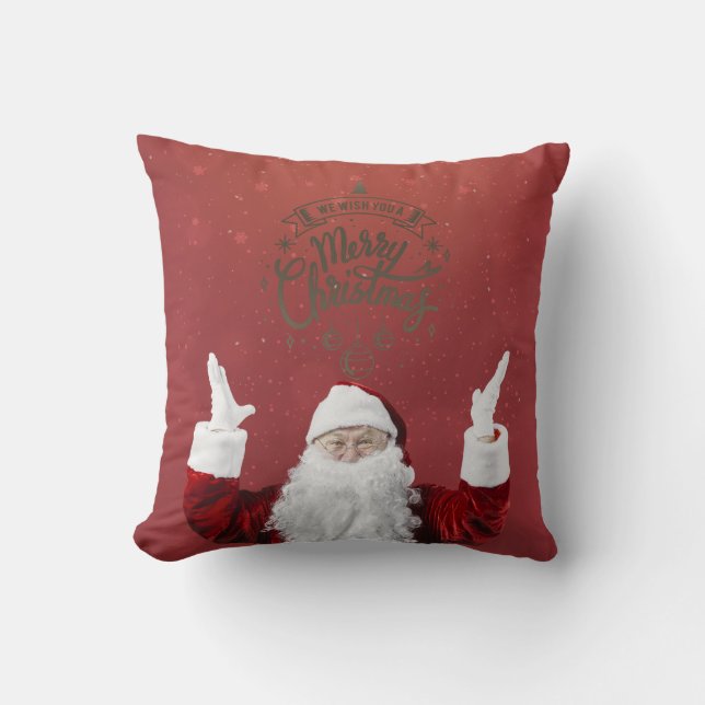 Santa Claus,Snowflakes,Red   Cushion (Front)