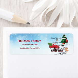 Santa Claus, Snowman  Festive Christmas Holiday  Return Address Label