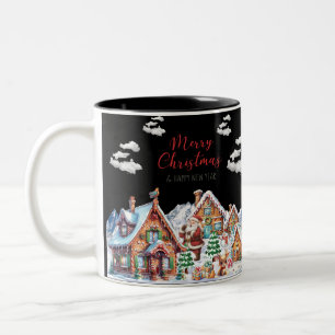 Santa Claus, Snowman Festive Christmas Holiday Two-Tone Coffee Mug