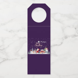 Santa Claus, Snowman Merry Christmas Holiday Bottle Tag