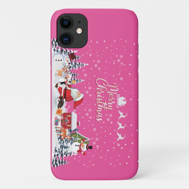 Santa Claus, Snowman Merry Christmas Holiday Case-Mate iPhone Case (Back)