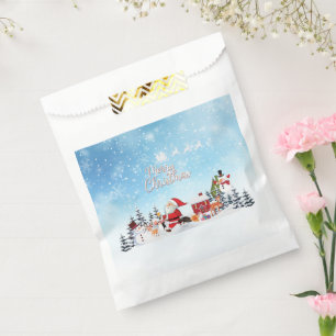 Santa Claus, Snowman Merry Christmas Holiday Favour Bag