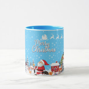 Santa Claus, Snowman Merry Christmas Holiday Mug