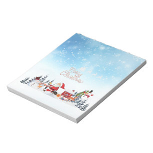 Santa Claus, Snowman Merry Christmas Holiday Notepad