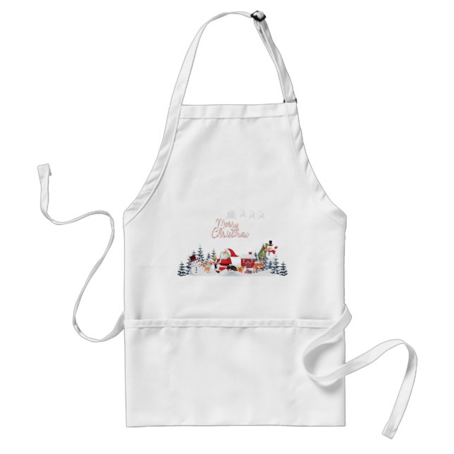 Santa Claus, Snowman Merry Christmas Holiday Standard Apron (Front)