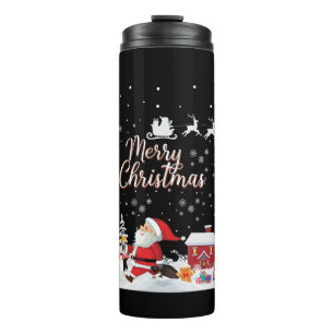 Santa Claus, Snowman Merry Christmas Holiday Thermal Tumbler