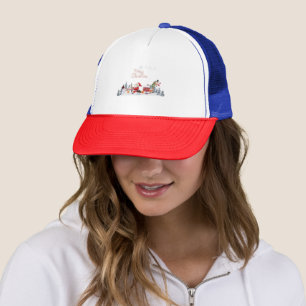 Santa Claus, Snowman Merry Christmas Holiday Trucker Hat