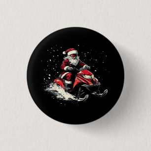 Santa Claus Snowmobile Motor Sled Funny Christmas 3 Cm Round Badge