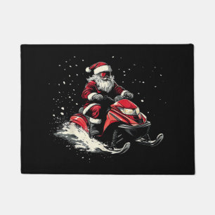 Santa Claus Snowmobile Motor Sled Funny Christmas Doormat