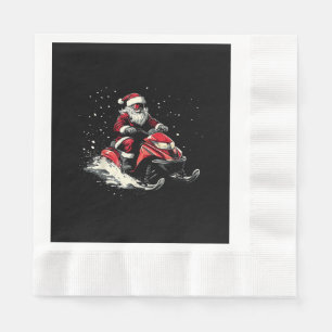Santa Claus Snowmobile Motor Sled Funny Christmas Napkin