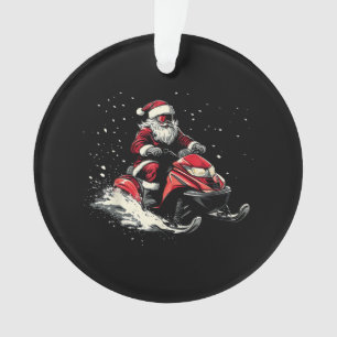 Santa Claus Snowmobile Motor Sled Funny Christmas Ornament