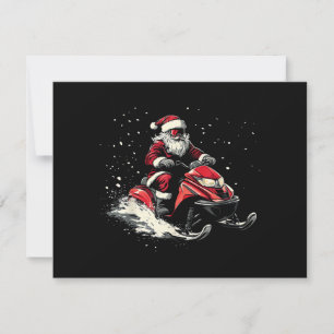 Santa Claus Snowmobile Motor Sled Funny Christmas Thank You Card