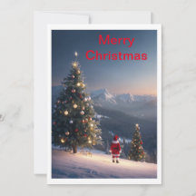Santa Claus Snowy Mountain Holiday Card | Festive