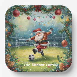 Santa Claus  Soccer Christmas Party  Paper Plate