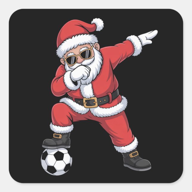 Santa Claus Soccer Dabbing Santa Gift Christmas Square Sticker (Front)