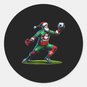 Santa Claus Soccer Goalie Christmas Xmas  Classic Round Sticker