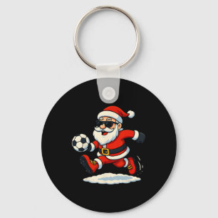 Santa Claus Soccer Sports Playing Christmas Snow X Key Ring
