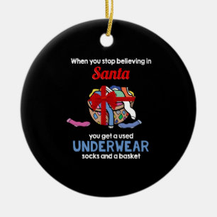 Santa Claus Socks Underwear Christmas Kids Ceramic Ornament