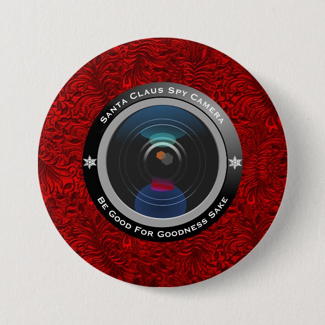 Santa Claus Spy Camera 7.5 Cm Round Badge (Front)