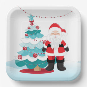 Santa Claus Square Paper Plate