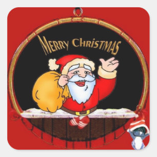 Santa Claus Square Sticker