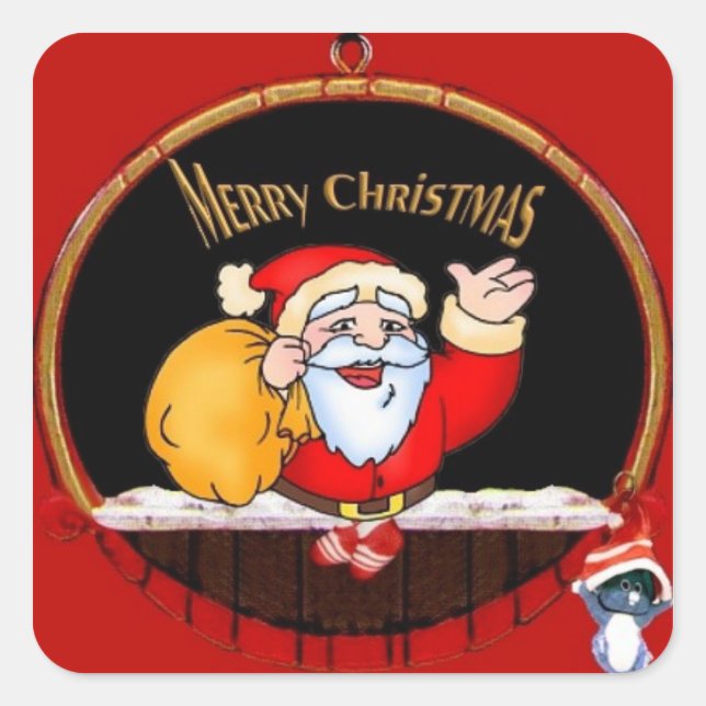 Santa Claus Square Sticker (Front)