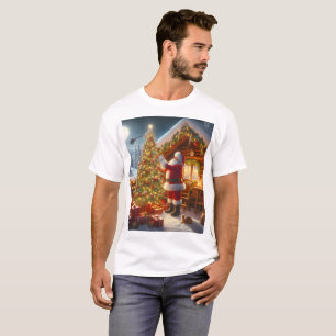 santa claus standing in front of a christmas tree T-Shirt