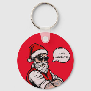Santa Claus Stay Naughty Funny Christmas  Key Ring