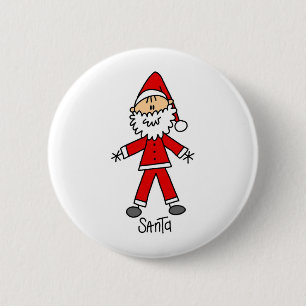 Santa Claus Stick Figure Button