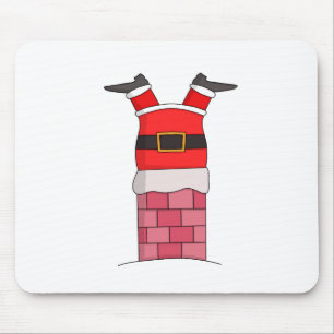 Santa Claus stuffed in the chimney Mouse Pad