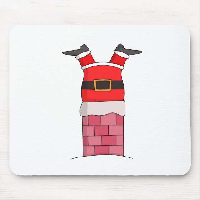 Santa Claus stuffed in the chimney Mouse Pad (Front)