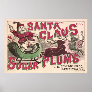 Santa Claus Sugar Plums - Vintage Christmas Poster