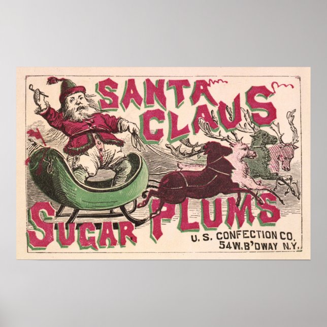 Santa Claus Sugar Plums - Vintage Christmas Poster (Front)